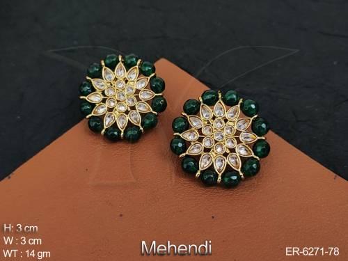sunflower moti style antique earrings detail